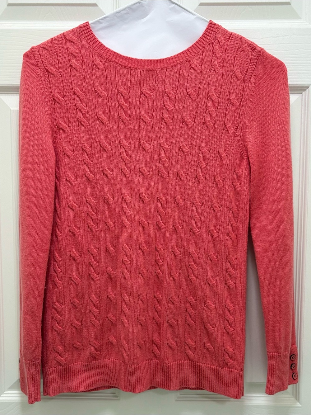 Talbots Coral Cable‑Knit Crewneck Sweater